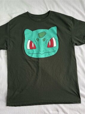 Pokémon Bulbasaur Head Green Graphic Tee T-Shirt Men’s Size Large 100% Cotton